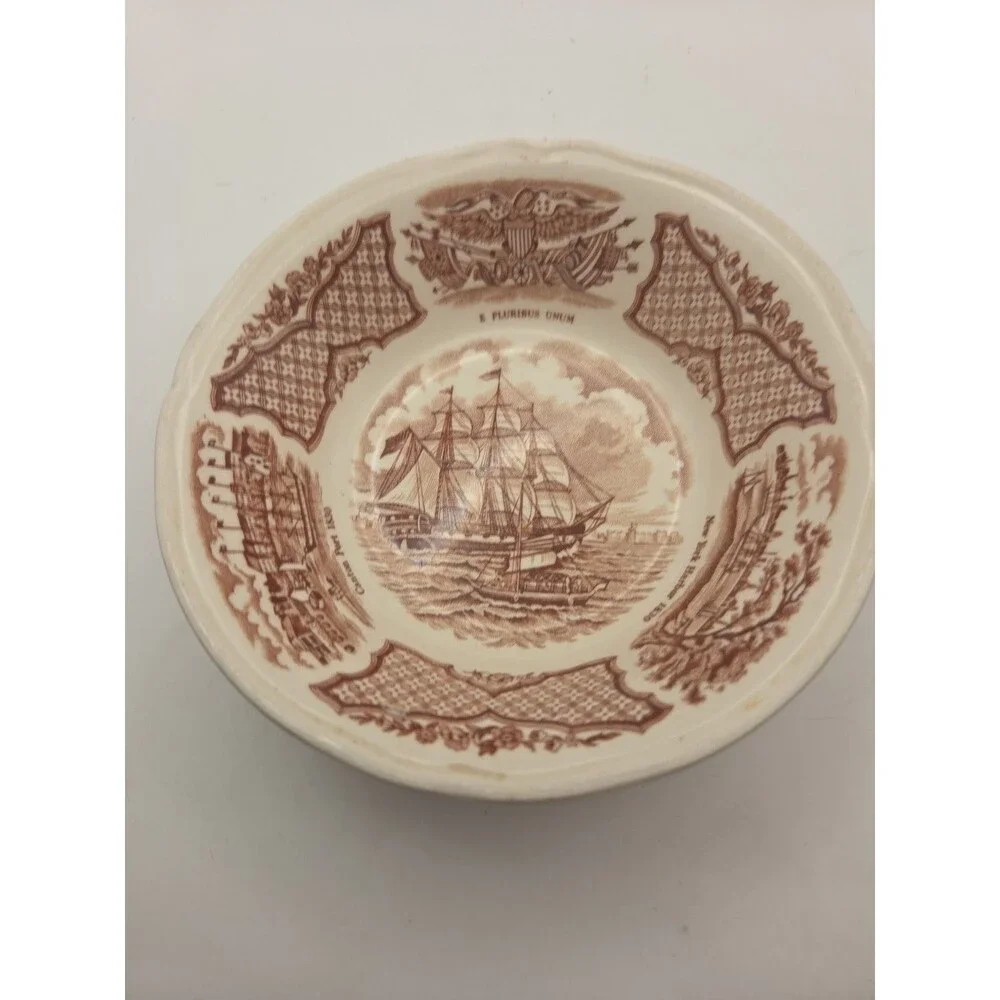 Vintage Alfred Meakin Fair Winds Brown Transferware Fruit Bowl – 5.25″  Stafford